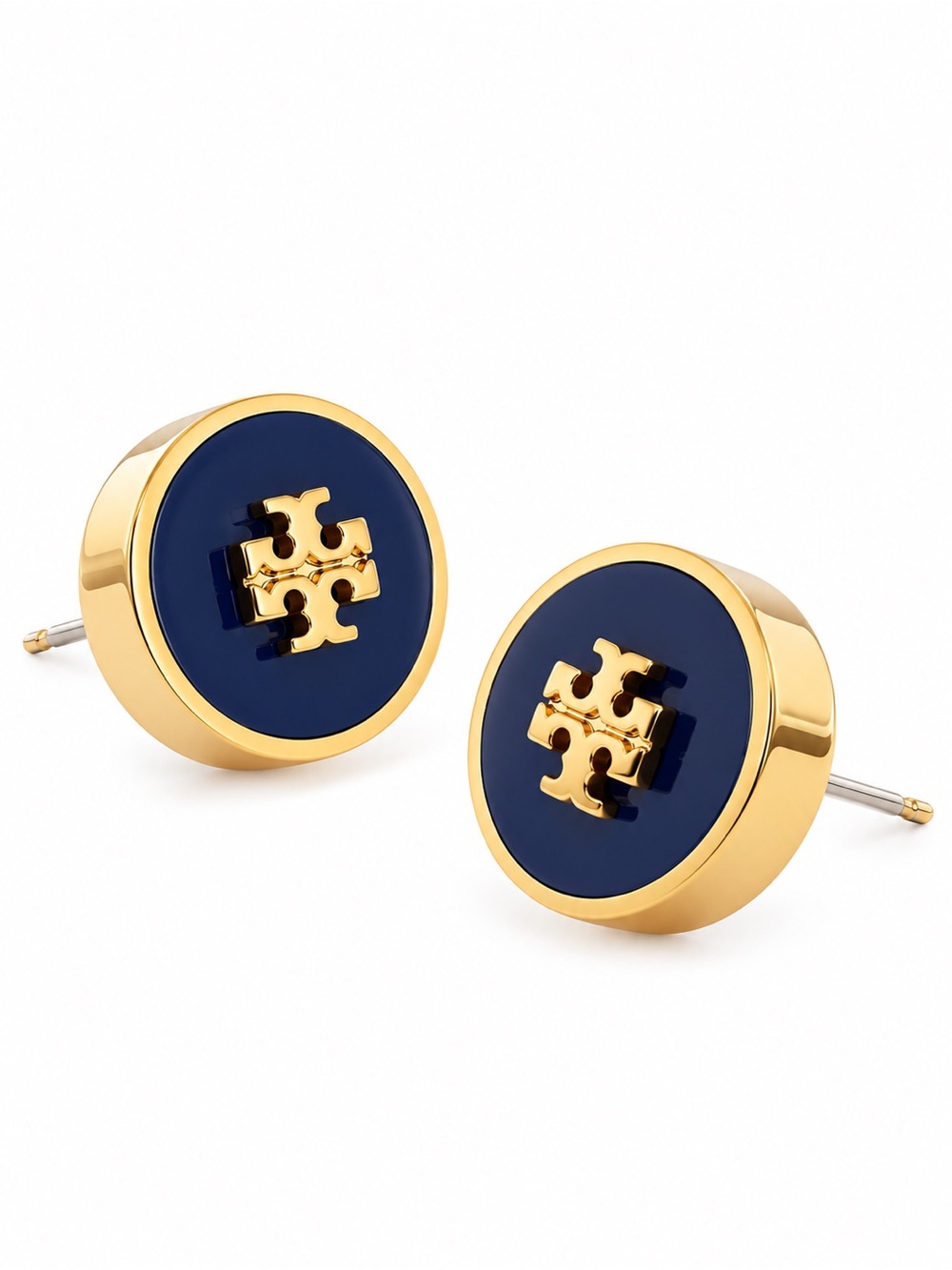 TORY BURCH • Navy Kira Logo Earrings